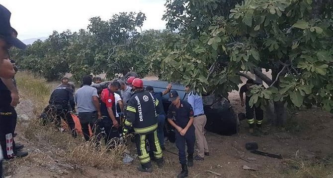 Aydın'da otomobil incir bahçesine uçtu: 6 yaralı