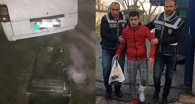 Çaldığı 250 kiloluk çelik kasanın üzerine düşmesiyle ayağı kırıldı