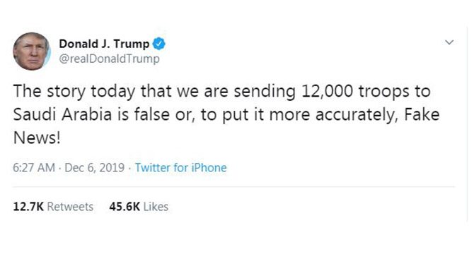 Trump: Suudi Arabistan´a 12 bin asker göndereceğimiz haberleri doğru değil