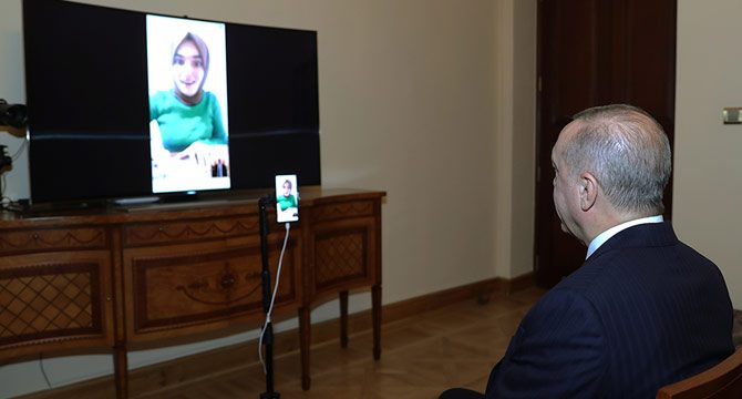 Erdoğan, Ümmü Gülsüm Genç'le canlı yayında görüştü
