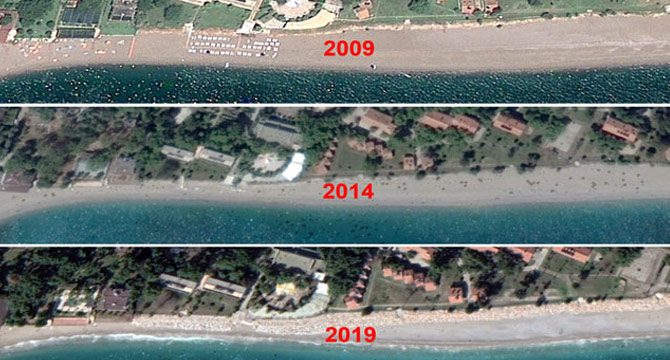 Konyaaltı Sahili 60 yılda 35 metre eridi, bir havluluk yer kaldı