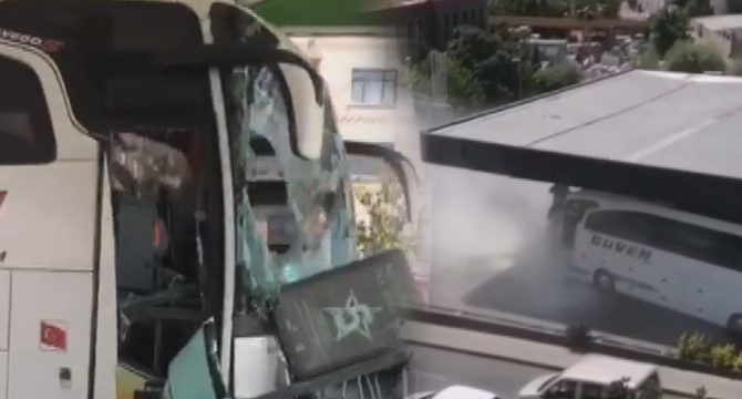 Gaziosmanpaşa'da yolcu otobüsü benzinliğe daldı