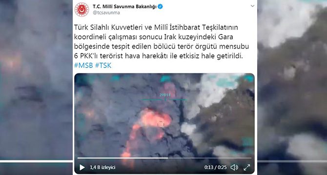 MSB: Irak kuzeyinde 6 PKK'lı terörist etkisiz hale getirildi