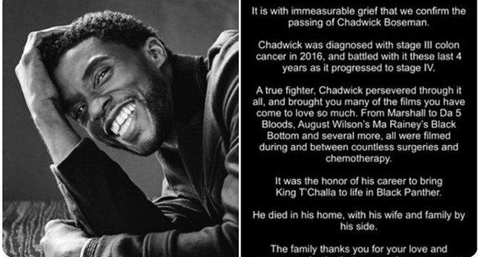 Chadwick Boseman'ın ölüm haberi paylaşımı, etkileşim rekoru kırdı