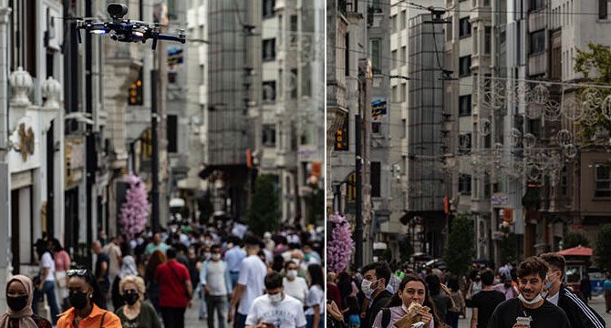 Taksim'de dronlu denetim 