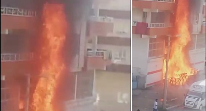 Siverek´te 5 katlı binayı alevler sardı, mahallede panik yaşandı