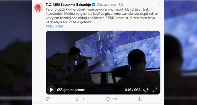 MSB: Irak'ın kuzeyinde 2 PKK'lı terörist etkisiz hale getirildi