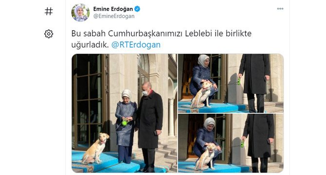 Emine Erdoğan, 'Leblebi' ile Cumhurbaşkanı Erdoğan'ı uğurladı