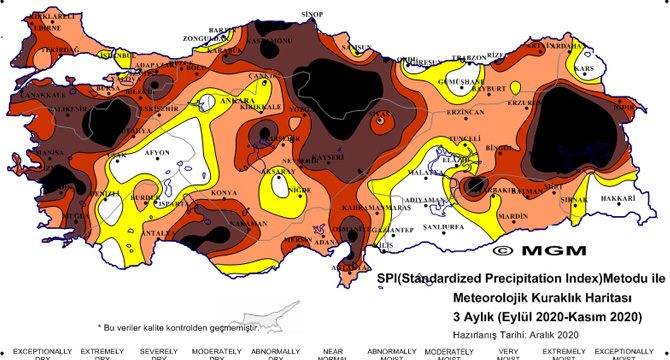 Meteorolojinin haritasında 'olağanüstü ve çok şiddetli' kuraklık görüntüsü