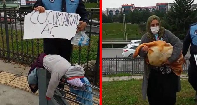 Kucağında bez bebek ile dilencilik yapan kadının foyası ortaya çıktı