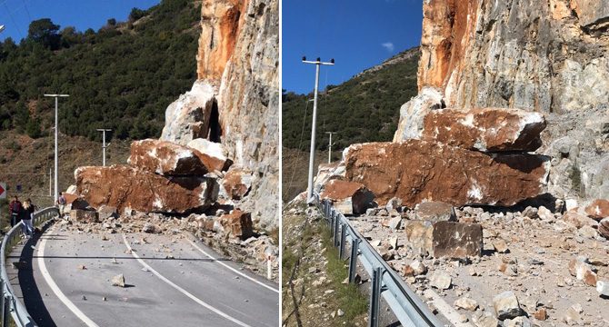 Dev kayanın düştüğü Antalya-Mersin yolu ulaşıma kapandı
