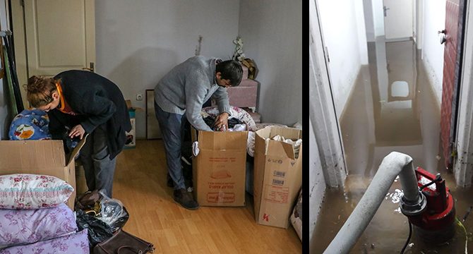 Evi su basınca, taksitleri yeni biten eşyaları çöpe gitti