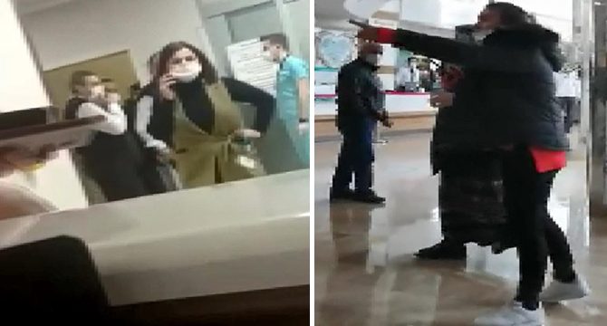 Hastanede sağlık çalışanlarına saldırı