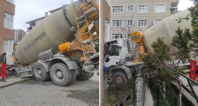 Beşiktaş'ta beton mikseri 7 katlı binaya çarptı