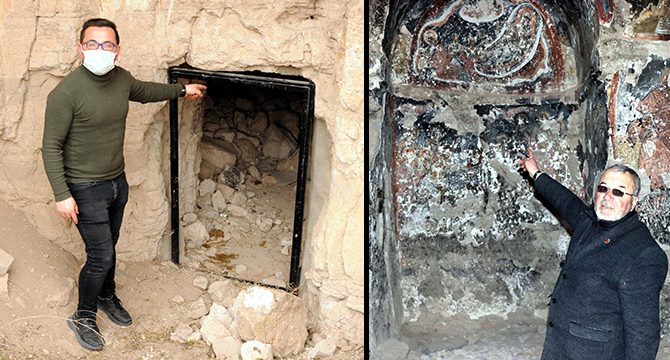 Kayseri'de kaya kilisenin demir kapısı çalındı