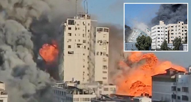 İsrail bu kez canlı yayında vurdu: Medya binası yerle bir oldu