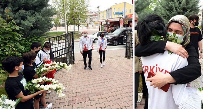 Milli cimnastikçi Çolak'a, Konya'da coşkulu karşılama