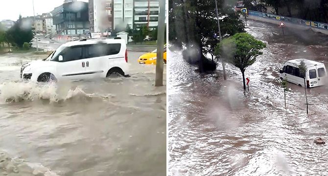 Ankara'da sağanak etkili oldu, yollar göle döndü