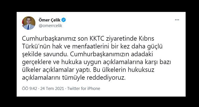 AKP Sözcüsü Ömer Çelik: Tümüyle reddediyoruz