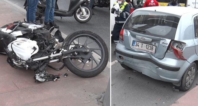 Zincirleme kaza: Motosikletli kurye acı içerisinde kıvrandı