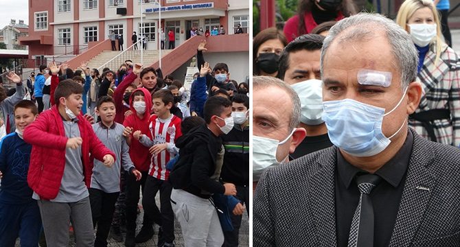 Okul kapısını kapatan kız öğrenciye müdahale eden müdüre dayak
