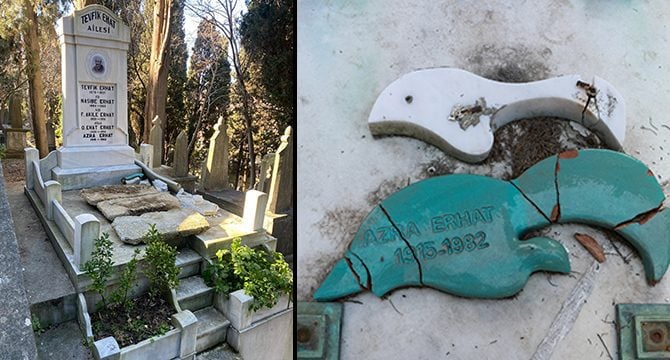 Azra Erhat'ın mezarına ikinci saldırı
