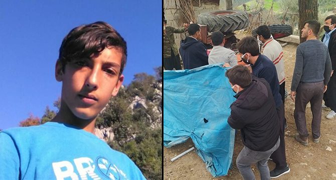 Devrilen traktörün altında kalan 13 yaşındaki sürücü öldü