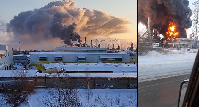 Rusya'nın en büyük özel petrol rafinerisinde yangın