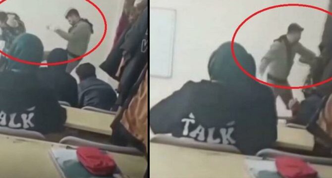 Öğretmen sınıfta öğrenciyi tekme tokat dövdü