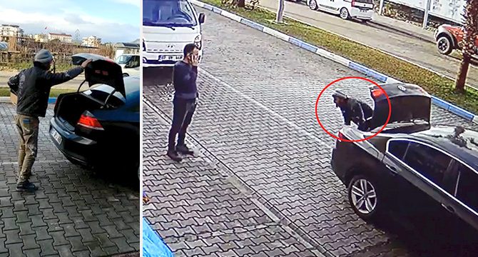 Üzeri kirli işçisini otomobilinin bagajında taşıdı