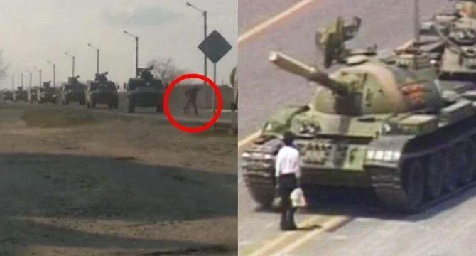 Görüntüler kısa sürede sosyal medyada gündem oldu: 'Tank adam'