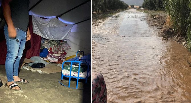 Mevsimlik işçilerin çadırları sular altında kaldı!