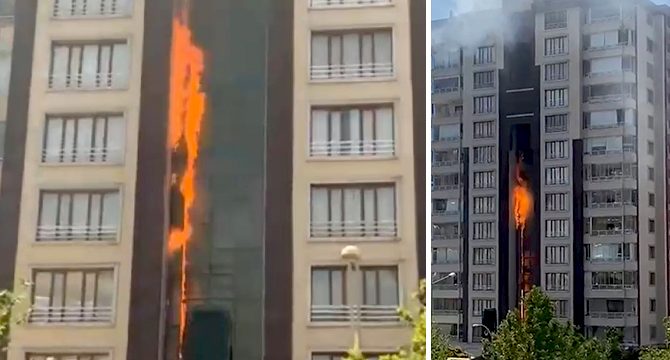 Korkutan yangın apartmanı sardı