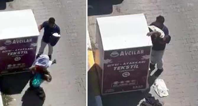 Giysi kumbarasından önce elbiseler sonra çocuk çıktı