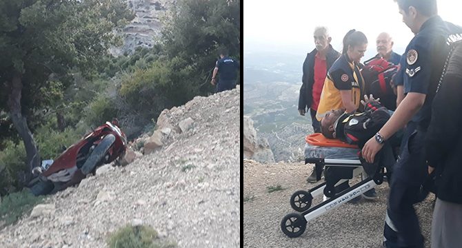 Kontrolden çıkan motosiklet uçuruma düştü!