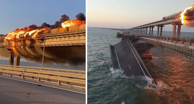 Kırım Köprüsü’nde bir anda alevler yükseldi
