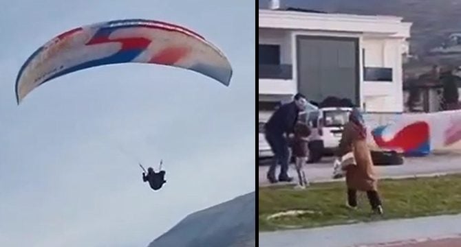 Paraşütçü 15 metre yükseklikten düştü