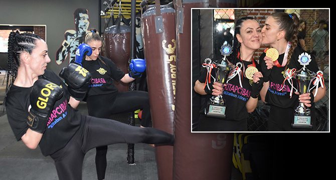 Kick boksçu anne kızın çifte şampiyonluk hayali gerçek oldu