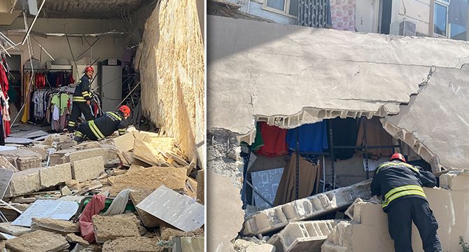 Gaziantep'te 2 katlı binanın duvarı çöktü! Yaralılar var