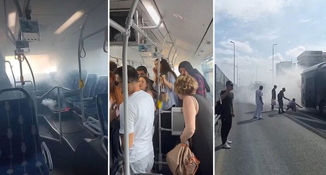 Metrobüste yangın çıktı; yolcular korkuyla kaçıştı