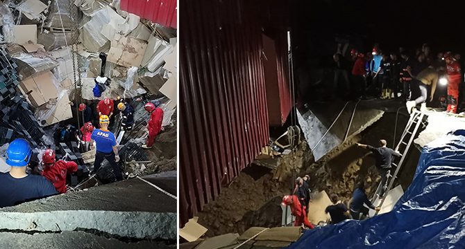 Giresun'da fabrikada göçük: 3 işçiden 2'si kurtarıldı