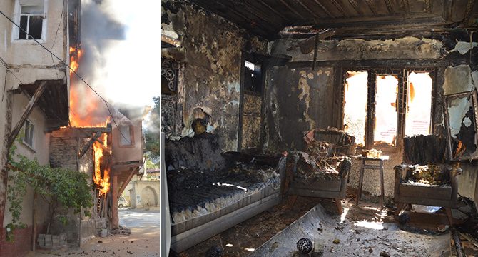 Eskişehir'de biri metruk 3 ev yandı