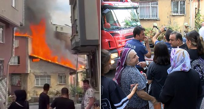 İstanbul'da korkutan çatı yangını: Yandaki binalara da sıçradı