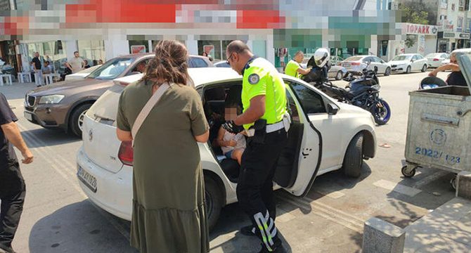 Polisten 2 çocuğunu araçta bırakıp, giden anneye tepki