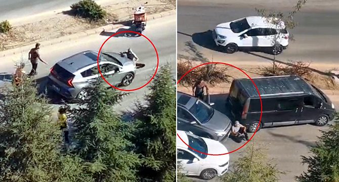 Trafikte tartıştığı sürücüyü aracıyla sürükledi; o anlar kamerada